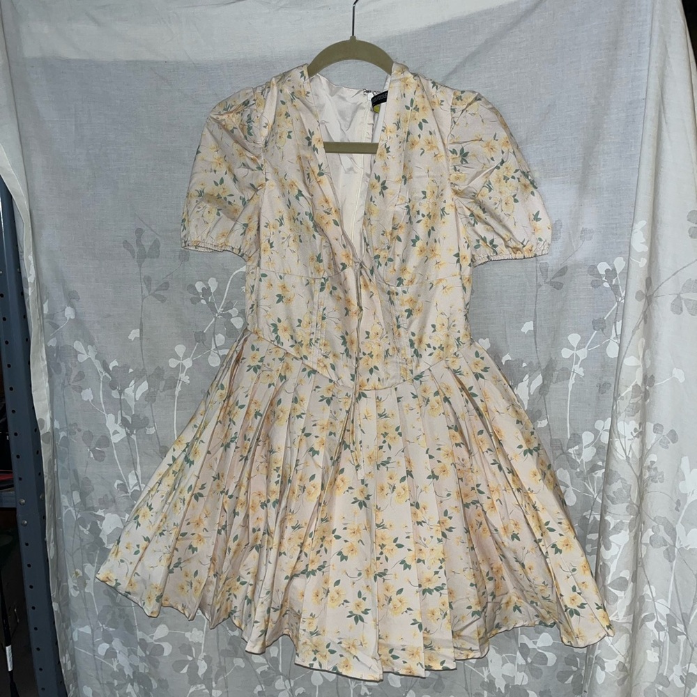 Woman’s Finesse Sunny Yellow Floral Mini Dress